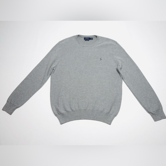 POLO RALPH LAUREN Mesh-Knit Cotton Crewneck Sweater Andover Gray Sz XL - Picture 10 of 10